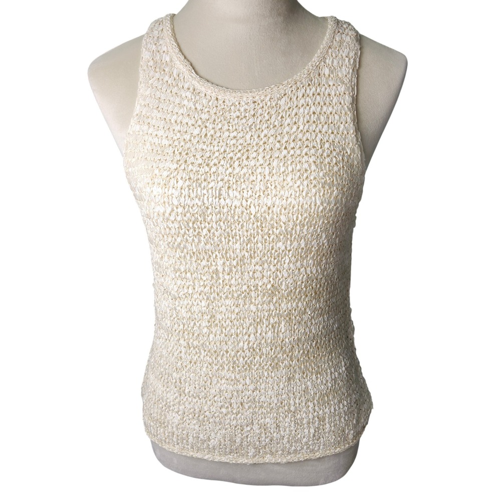 Josephine Chaus Petite Beige Silk Blend Knit Tank Top Sleeveless‎ Shell Size P
